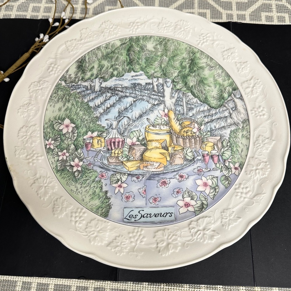 Gien France Marie Pierre Boitard Les Saveurs Large Round Platter Vintage